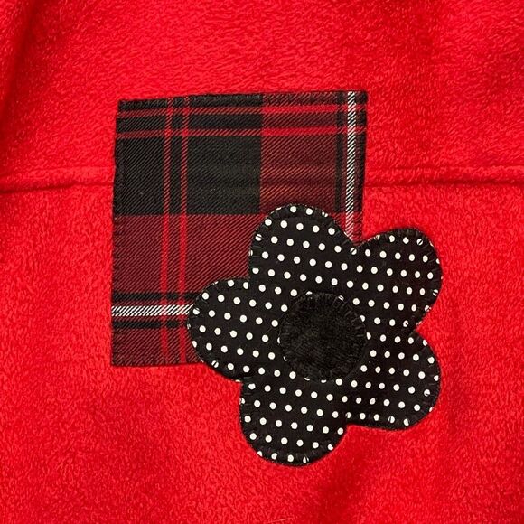 SIERRA PACIFIC Fleece Vest Women's Size 2XL Red Mock Neck Zip Up Plaid Patches - Picture 4 of 16